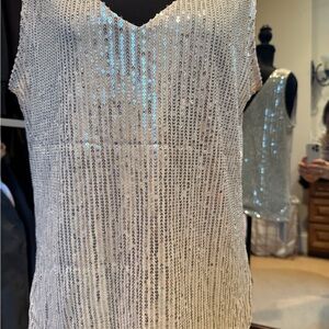 Silver Sequin Sleeveless Top